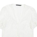 ZARA Womens Blouse White V-Neck M