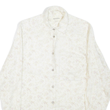 Womens Printed Shirt Cream Collared Long Sleeve Floral L