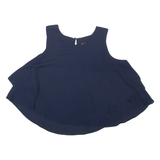 ZARA Womens Cropped Blouse Blue Sleeveless S