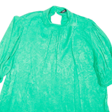 ZARA Womens Printed Blouse Green Long Sleeve Floral M