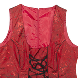 Womens Printed Corset Red Sleeveless Floral 2XL