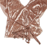 ZARA Womens Cropped Blouse Brown V-Neck M