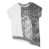 ZARA Asymmetric Womens Printed Top White M