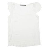 ZARA Womens Puff Sleeve Top White V-Neck S