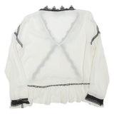 ZARA Sheer Womens Blouse Beige Long Sleeve L