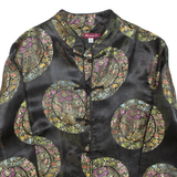 Womens Top Black Collared Long Sleeve Geometric S
