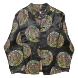 Womens Top Black Collared Long Sleeve Geometric S