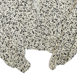 ZARA Womens Printed Blouse Beige V-Neck Long Sleeve XS