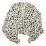 ZARA Womens Printed Blouse Beige V-Neck Long Sleeve XS