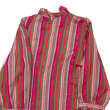 Womens Printed Blouse Red High Neck 3/4 Sleeve Viscose Striped L