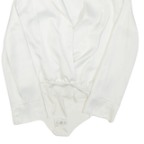 ZARA Womens Bodysuit White V-Neck Long Sleeve S