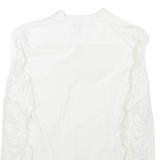 ZARA Womens Ruffle Shirt White V-Neck Long Sleeve S