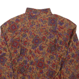 Womens Printed Blouse Brown High Neck Long Sleeve Floral XL