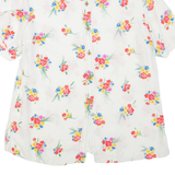 YESSICA Womens Printed Shirt White Collared Viscose Floral XL