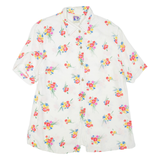 YESSICA Womens Printed Shirt White Collared Viscose Floral XL