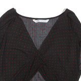 ZARA Womens Cropped Top Black V-Neck Spotted L