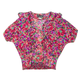 VIRGINIE Womens Printed Blouse Red V-Neck Floral L