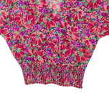 VIRGINIE Womens Printed Blouse Red V-Neck Floral L