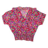 VIRGINIE Womens Printed Blouse Red V-Neck Floral L