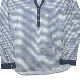 TOMMY HILFIGER Womens Printed Blouse Blue V-Neck Long Sleeve Check L