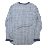 TOMMY HILFIGER Womens Printed Blouse Blue V-Neck Long Sleeve Check L