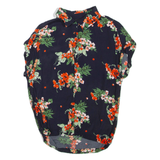 ZARA Womens Printed Shirt Blue Collared Floral S