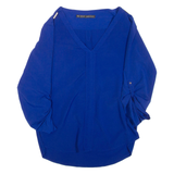 ZARA Womens Blouse Blue V-Neck Long Sleeve S