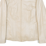 MARKS & SPENCER Womens Jacket Cream Leather UK 12