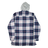 CHALET Quilted Lined Mens Lumberjack Jacket Blue Flannel Hooded Check M