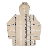 Mens Jacket Beige Knit Hooded Striped M