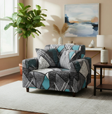 Anyseat 1-Seater Sofa Cover – Dark Grey Geometric Style Slipcover for Living Room Chair Protection