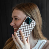 Chocolate Brown Latte Check Samsung Galaxy S23+(Plus) Case