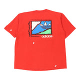 Single Stitch 1980s Rutgers Soccer.  Adidas Graphic T-Shirt - Large Red Cotton