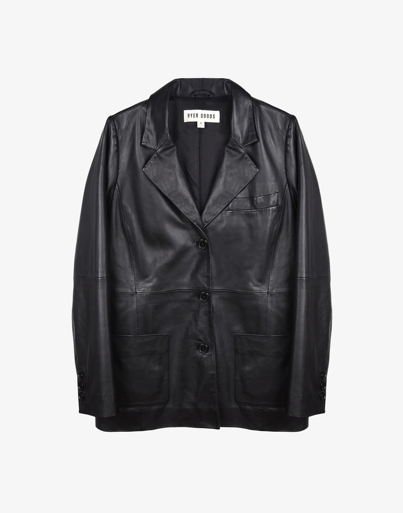 Deadstock Leather Blazer #color_black