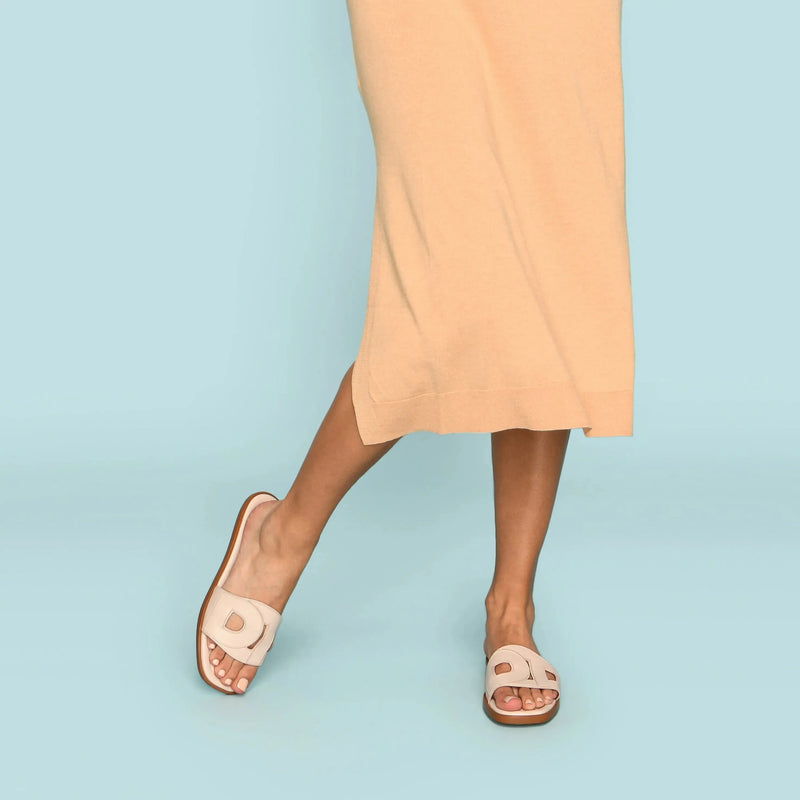 Della Vegan Flat Square Toe Slide Sandal