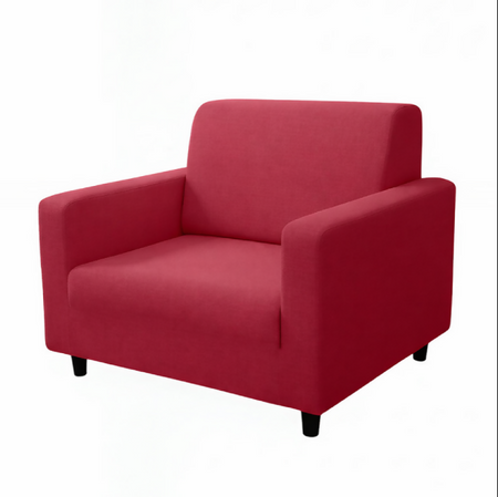 Anyseat 1-Seater Sofa Cover – Plain Red Style Slipcover for Living Room Chair Protection