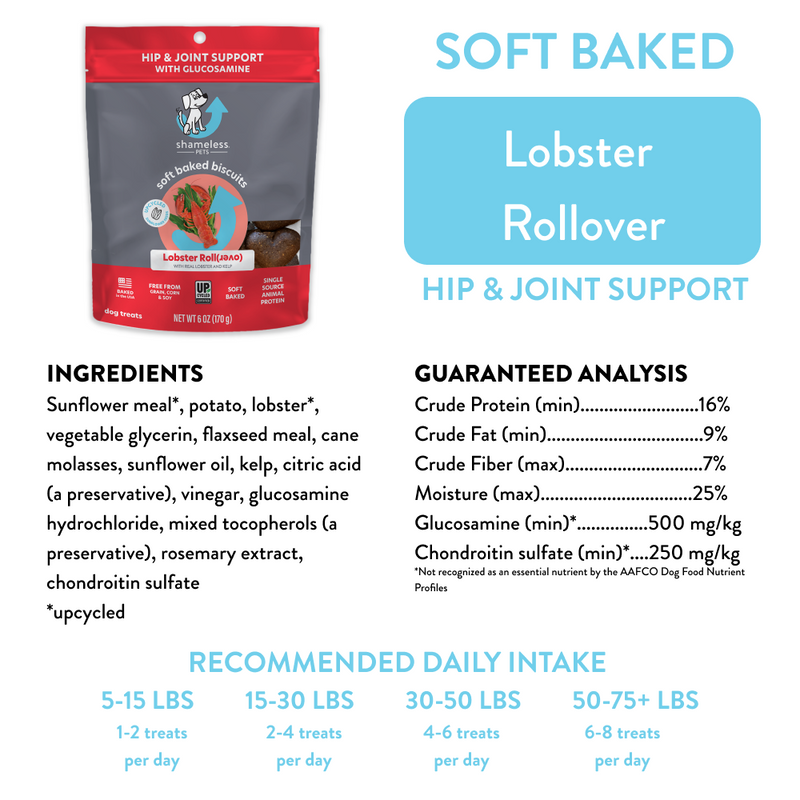 Lobster Roll(over) Ingredients List. Contains real lobster, flaxseed and sunflower meal. Hip & Joint Support. 