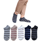 Anyfootwear 5 Pairs One Size 5-11 Multicolor Striped Cotton Ankle Socks Spring Summer Unisex Casual Breathable Navy Style Socks