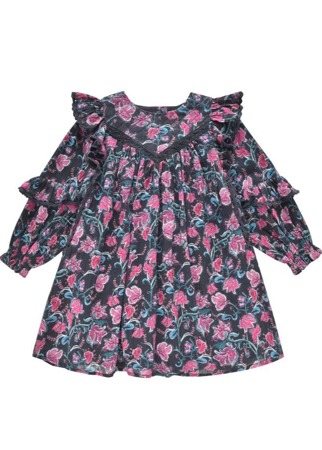 Dress Lara - Charcoal Wildflowers