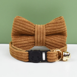 Anypet Stylish Choco Brown Bow Cat Collar – Large Size with Safety Buckle, Bell & Durable Strap