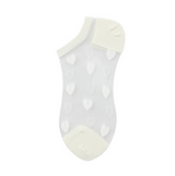Anyfootwear 5 Pairs White Heart Tulle Glass Silk Knee Socks Size 5-9 Transparent Thin Mesh Full Nylon Fashion Socks Comfortable Breathable for Women