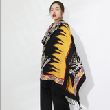 Anyyou 100% Merino Wool Yellow Buildings Silk Satin Large Winter Scarf Pashmina Shawl Bandana Perfect For Women Ladies Fashion Style