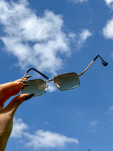 Berlin Metal Frame Rectangle Sunglasses