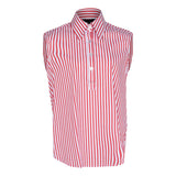 Italian Cotton Stripe Red Sleeveless Top – Women’s Chic Summer Top