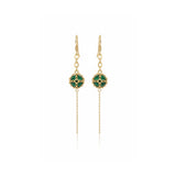 Caged Malachite Cable Chain Drop Earrings