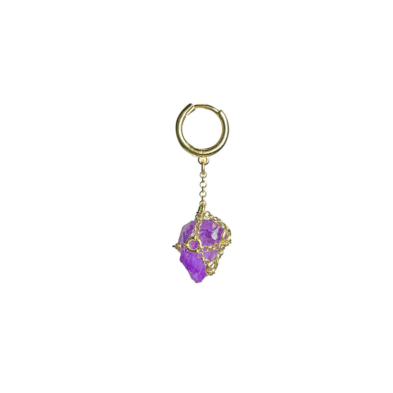 Caged Web Amethyst Drop Earring