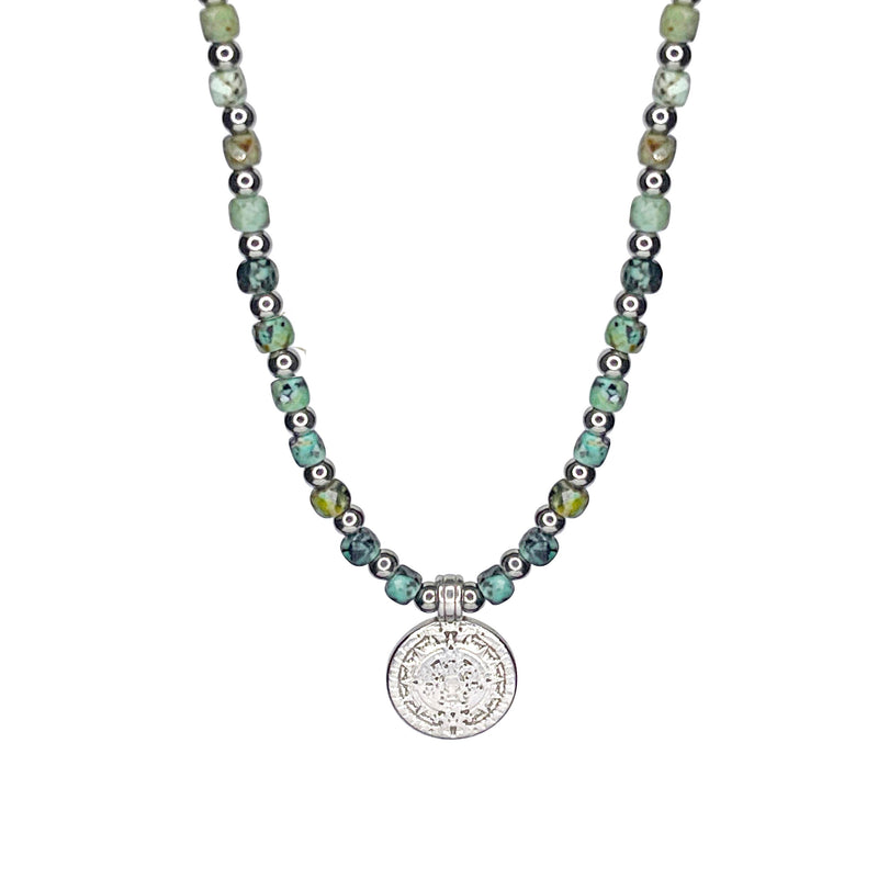 African Turquoise Coin Necklace