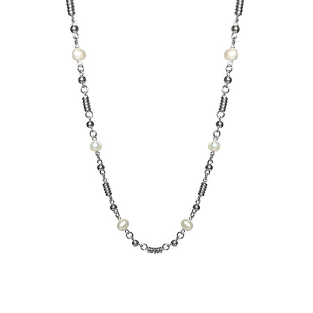 Timeless Silver Pearl Necklace: Stainless Steel