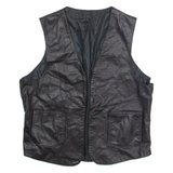 Mens Waistcoat Black Faux Leather S