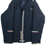 REEBOK Mens Puffer Jacket Blue Hooded L